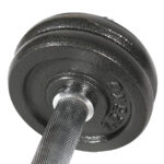 Set van 15kg rubberen schijven en O 25mm chromen staven 3 1