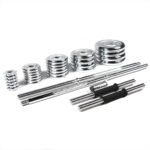 Set di dischi in gomma da 50 kg e barre cromate con foro da 25 mm