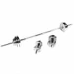 Set di dischi in gomma da 50 kg e barre cromate con foro da 25 mm 2