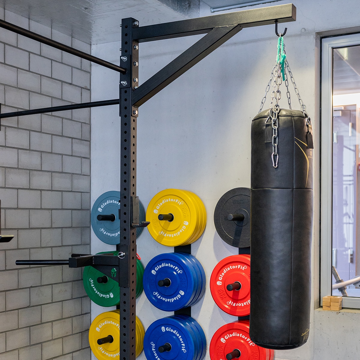 Wall mounted punching bag rack in steel 5