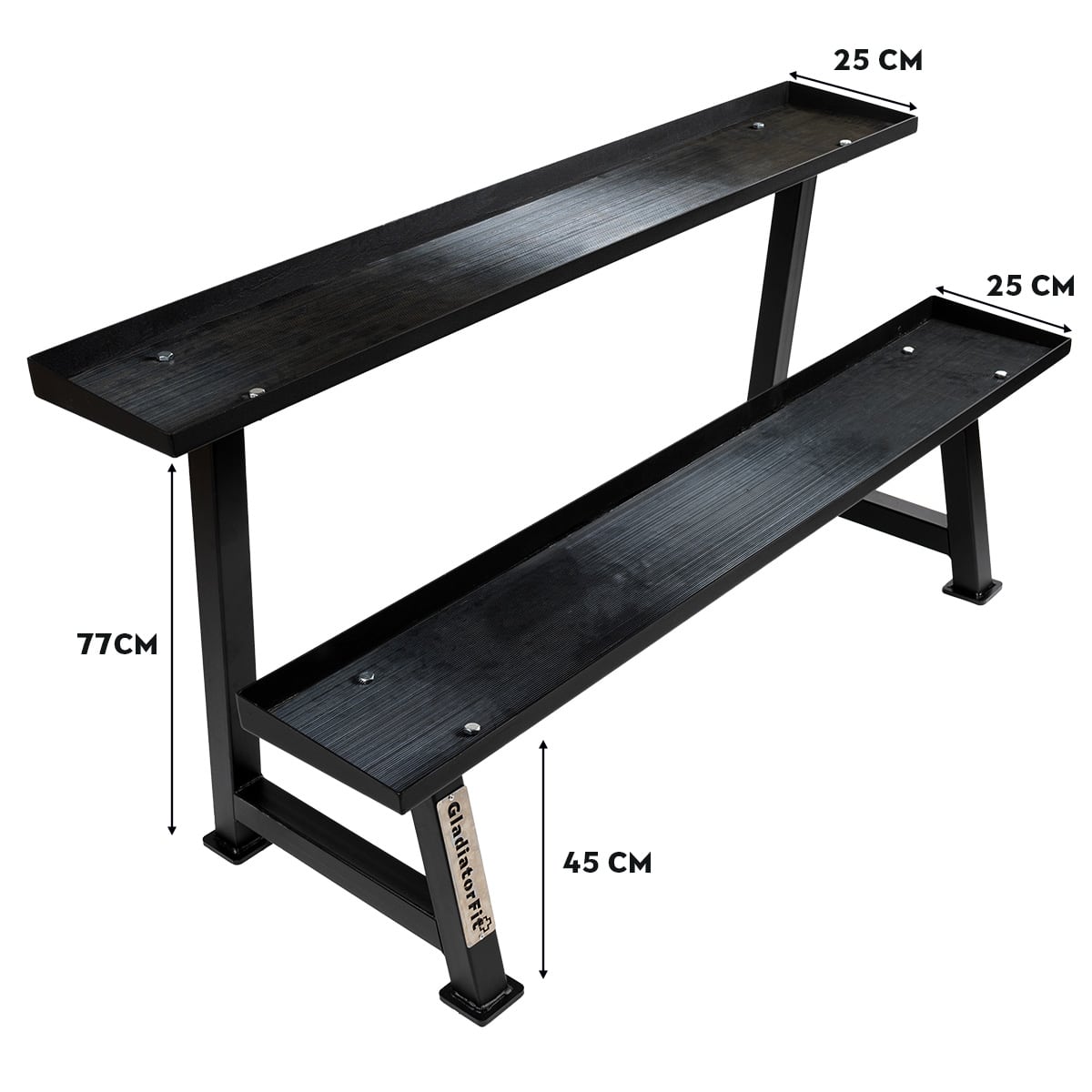 Twee-traps kettlebell opslag, gemeten