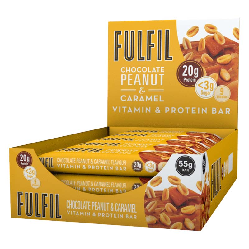 Barra de vitaminas e proteínas 55g Fulfil (embalagem de 15) chocolate com amendoim
