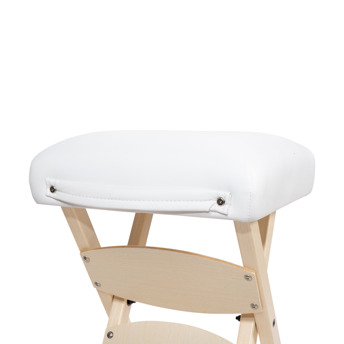 7640344759993 Sgabello da massaggio pieghevole in legno bianco 1