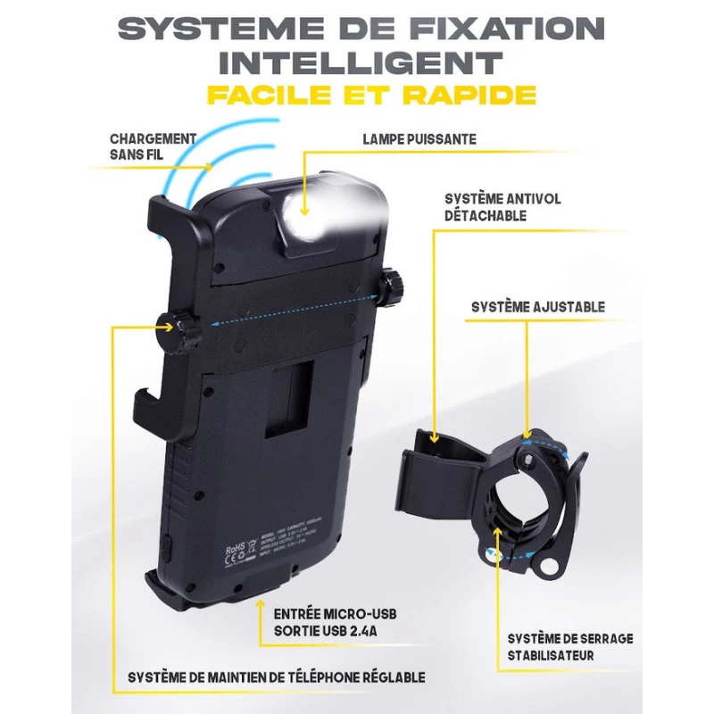 Cyclotron 5000mAh oplaadbare fietstelefoonhouder Sunslice 81021