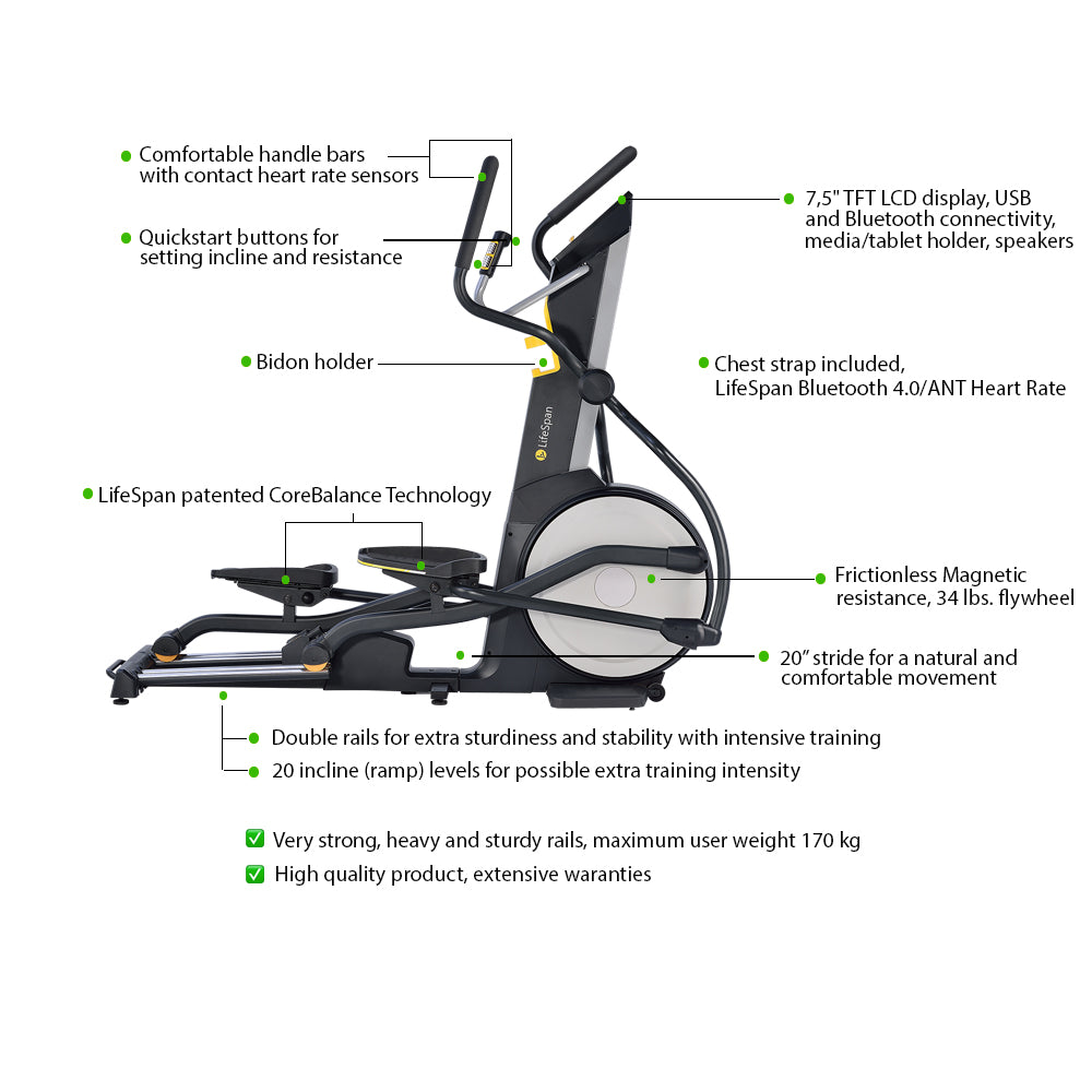Velo elliptique semi professionnel Elliptical Cross trainer E3i LifeSpan Fitness 93218