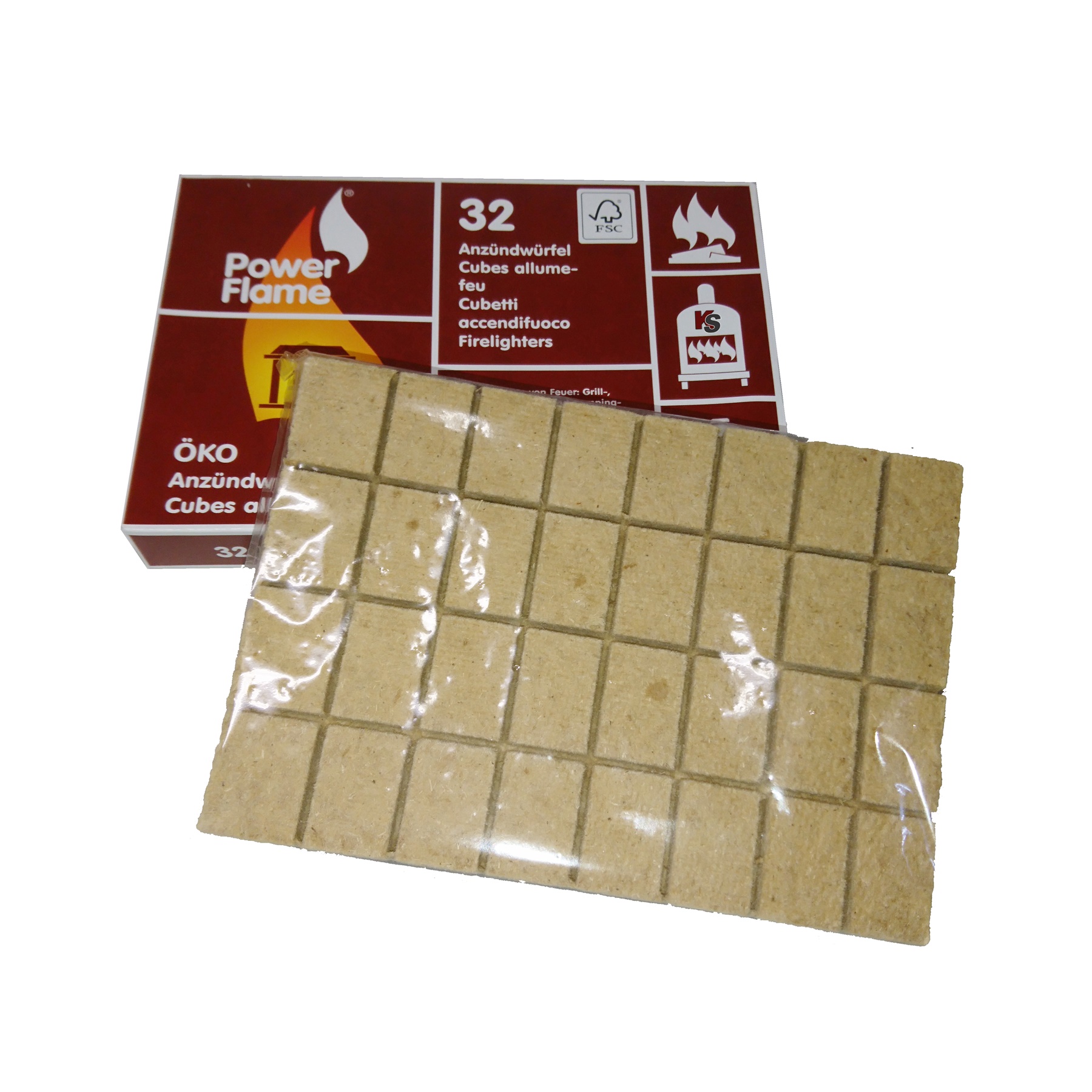 Powerflame Cubetti di legno di colza per accendifuoco lotto di 32 96927 Powerflame Cubetti di legno di colza per accendifuoco lotto di 32 96927