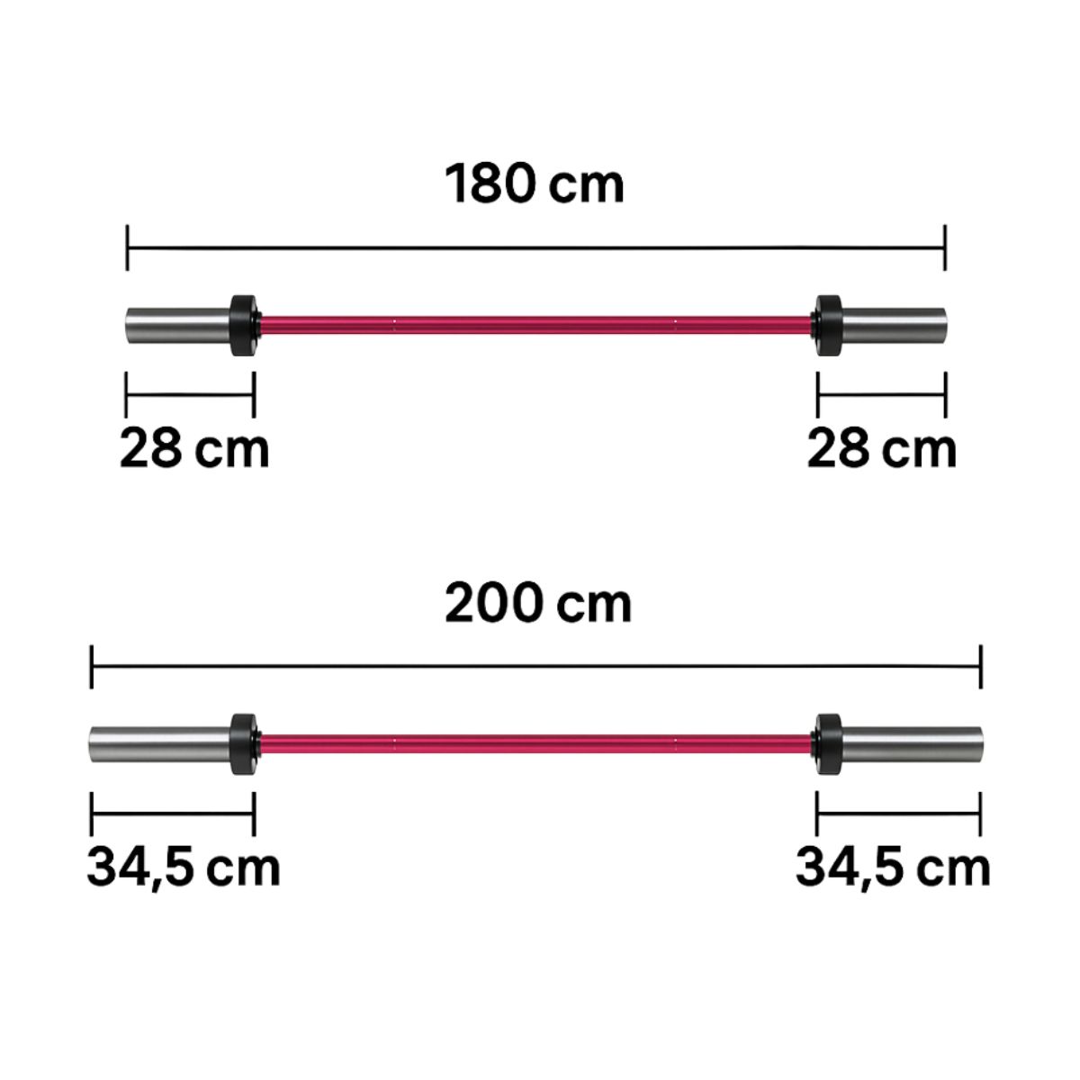 Barra "Barbell" Ø 50mm 2 discos de tope dimensiones
