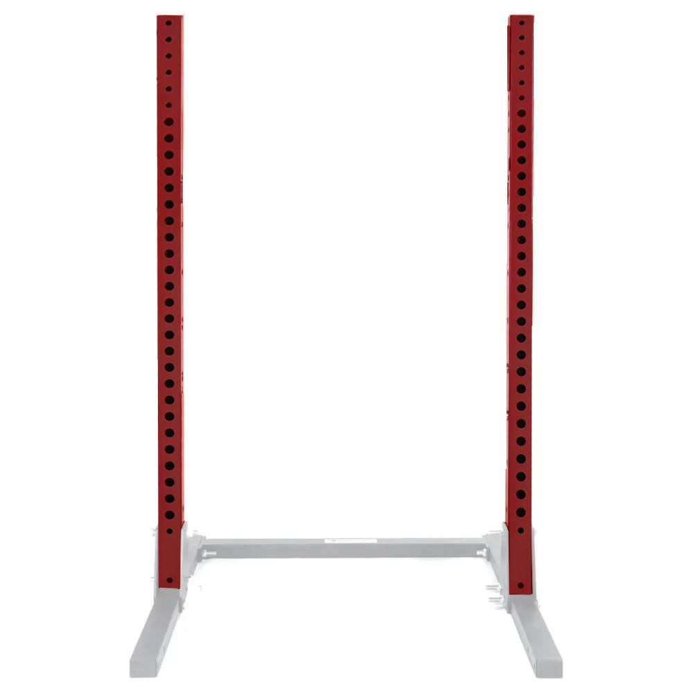 Station rack cage a squat musculation pro en acier poteaux rouge 2