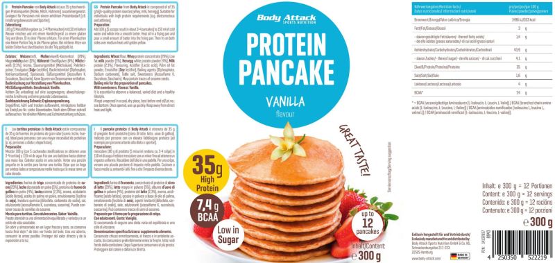 Valeursnutritrives Eiwit Pannenkoek Vanille 300g Body Attack