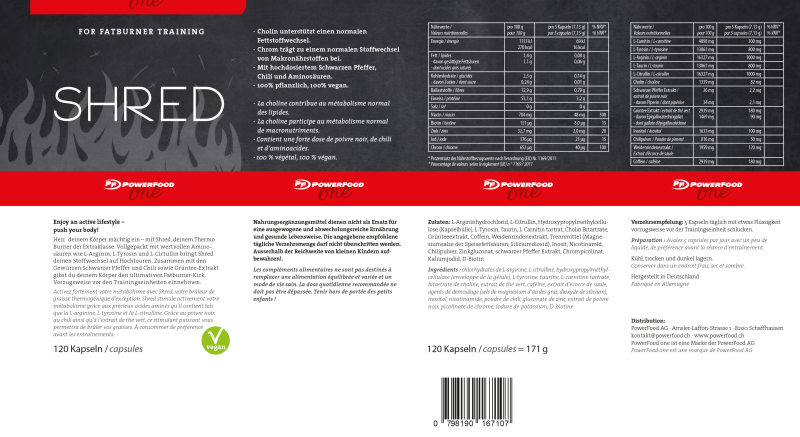 Valeursnutritrives Shred 120caps Powerfood One