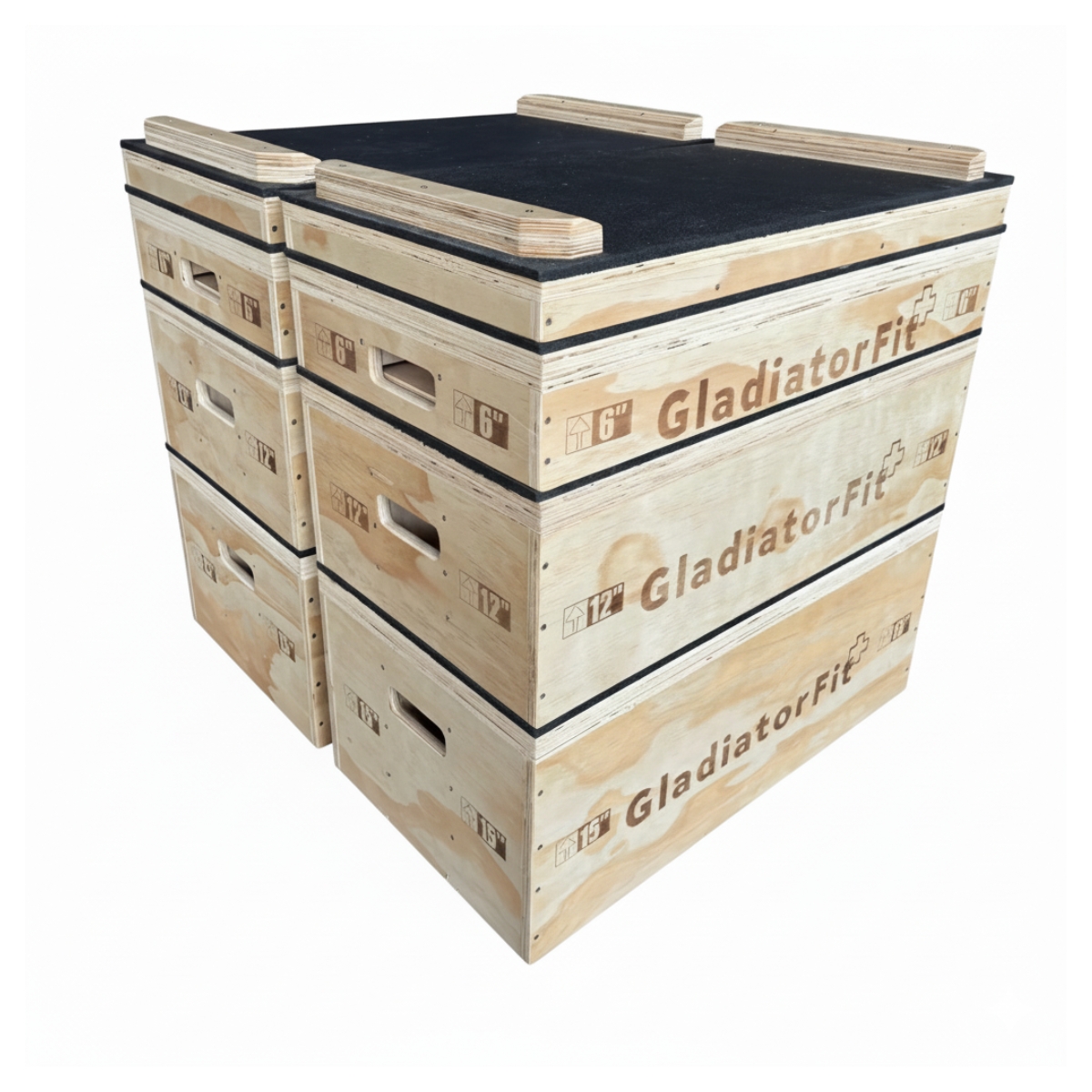 Jerk Block impilabili in legno GladiatorFit (set di 2) 1 Jerk Blocks empilables en bois GladiatorFit lot de 2 1