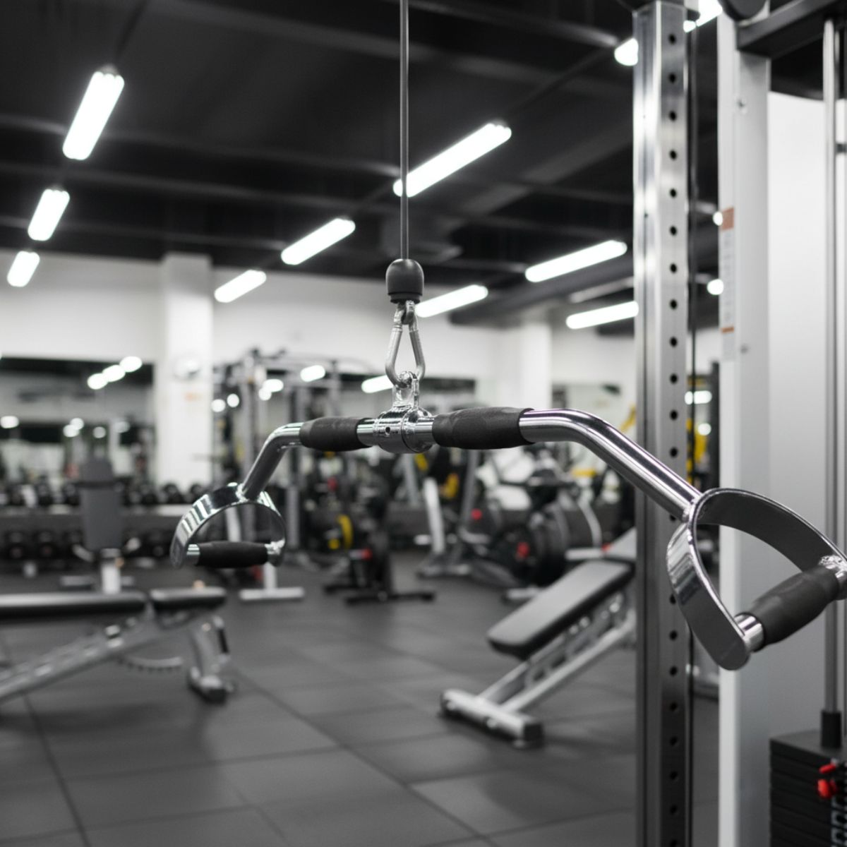 Grande barre arquee en acier avec poignees pour tirage a la poulie GladiatorFit