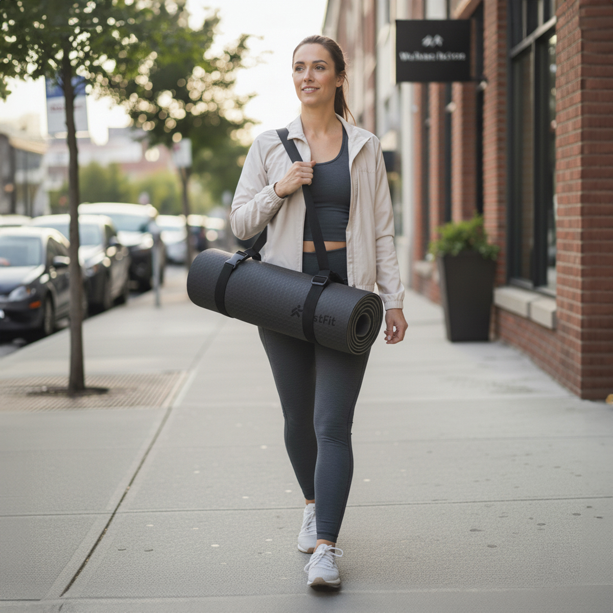 Sangle universelle reglable pour tapis de yoga fitness JustFit 9