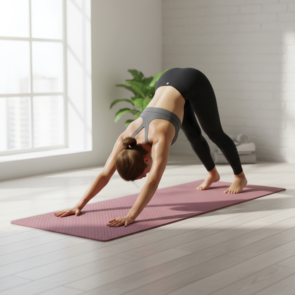 Tapis antiderapant yoga fitness 180x60x0.8cm JustFit Rouge 10