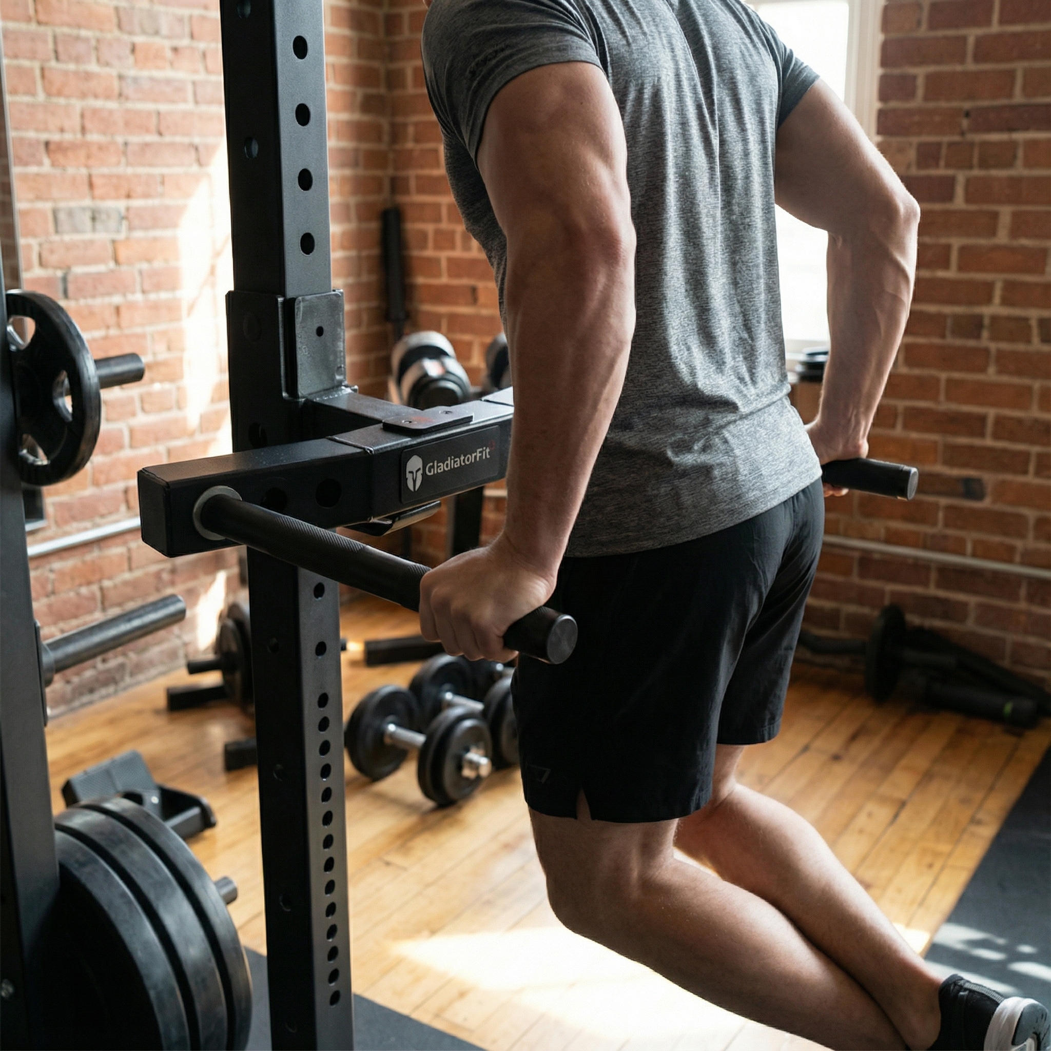 Station support dips ajustable pour rack GladiatorFit Noir 7